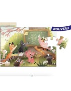 Puzzles 2 x 24 pièces, 3 ans + Vive l'Ecole, Ferme et Ville, Vie Dessus Vie Dessous SENTOSPHERE