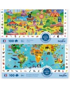 Puzzle 100 pièces, Cherche et Trouve 7 ans + Planisphère des Animaux ou Fête Foraine SENTOSPHERE
