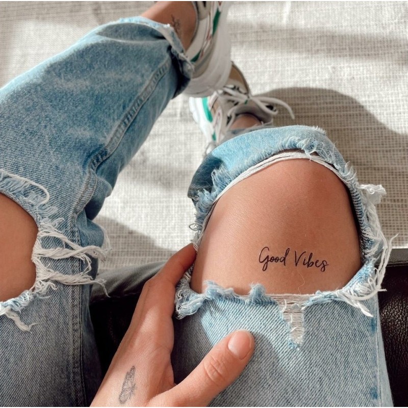 Pochette de 5 Lovely Tatoo Good Vibes en Lettres Cursives Tatouages Ephémères SIOOU