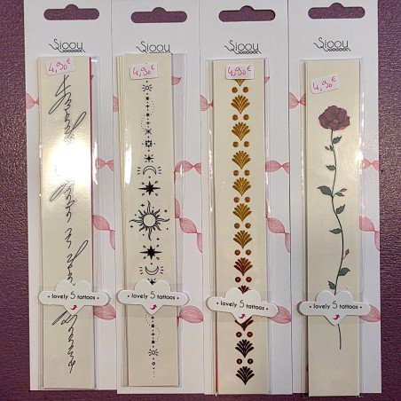 Pochette de 5 Lovely Tattoo  Bracelet (ou dos, ou bras, etc...) Tatouages Ephémères SIOOU