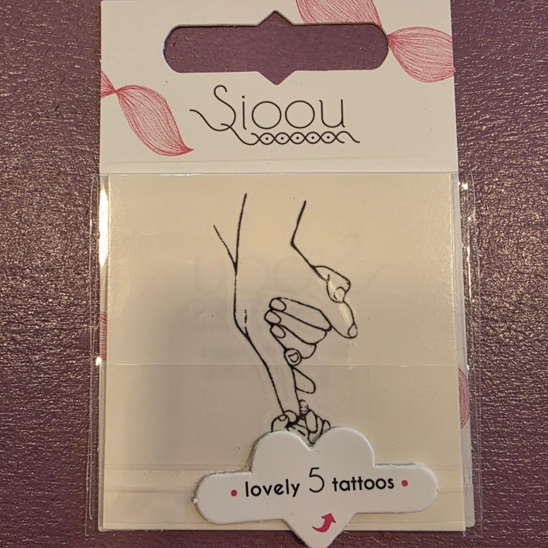 Pochette de 5 Lovely Tattoo  Mains Parents Bébé Tatouages Ephémères SIOOU