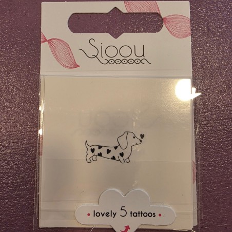 Pochette de 5 Lovely Tattoo un Amour de Teckel Tatouages Ephémères SIOOU