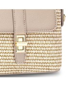 Petit Sac Paille et Cuir Synthétiques Rose Päle ou Beige DAVID JONES