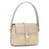 Petit Sac Paille et Cuir Synthétiques Rose Päle ou Beige DAVID JONES