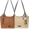 Sac Cabas Porté Epaule Effet Daim Beige ou Caramel DAVID JONES