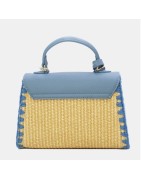 Petit Sac à Main Effet Paille Bleu Ciel, Rose Pâle, ou Jaune TOM ET EVA