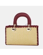 Petit Sac à Main Effet Paille Rouge TOM ET EVA