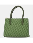 Sac Trapèze Effet Tissus Noir ou Vert avec Pendentif Teckel TOM & EVA