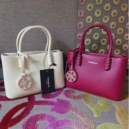 Sac Effet Cuir Lisse Jaune Pâle ou Rouge TOM & EVA