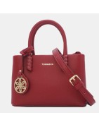 Sac Effet Cuir Lisse Jaune Pâle ou Rouge TOM & EVA