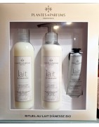Coffret Crème de Douche, Lait Corps et Crème Mains au Lait d'Anesse BIO et à la Fleur de Coton PLANTES ET PARFUMS