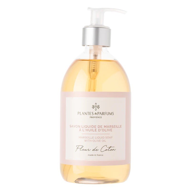 Flacon Pompe Savon Liquide  à la Fleur de Coton 500ml PLANTES ET PARFUMS