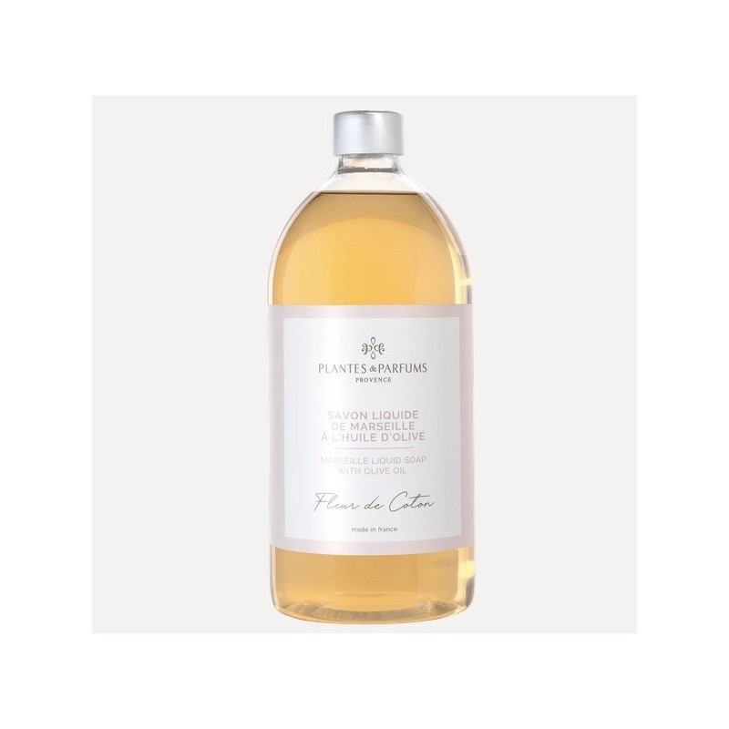 Recharge Flacon Pompe Savon Liquide  à la Fleur de Coton 1L PLANTES ET PARFUMS