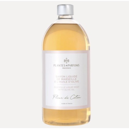 Recharge Flacon Pompe Savon Liquide  à la Fleur de Coton 1L PLANTES ET PARFUMS
