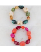 Bracelet Elastiqué orné de Perles en Résine de formes Différentes Colorées IKITA