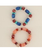 Bracelet Elastiqué orné de Perles en Résine Rondes et Ovales Colorées BOHM