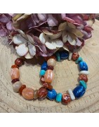 Bracelet Elastiqué orné de Perles en Résine Rondes et Ovales Colorées BOHM