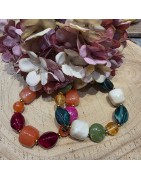 Bracelet Elastiqué orné de Perles en Résine de formes Différentes Colorées IKITA