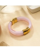 Gros Bracelet en Résine et Acier Doré Ouvrable et Aimanté ECLAT