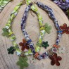 Collier Fleur en Résine sur Tour de Cou Ruban Textile IKITA
