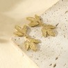 Boucles d'oreilles Feuille en Acier Doré Pendantes ECLAT PARIS