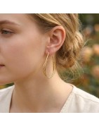 Boucles d'Oreilles Créoles en Acier Doré Originales Rondes et Ovales