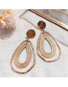 Boucles d'Oreilles  Gouttes Martelées en Acier Doré MILË MILA