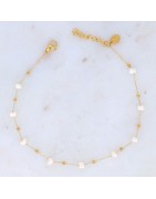 Chevillère Chaîne de Cheville en Acier Doré, et Perles Synthétiques BOHM