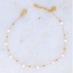 Chevillère Chaîne de Cheville en Acier Doré, et Perles Synthétiques BOHM