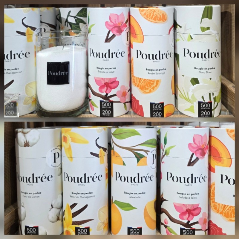 Bougie en perles de cire Collection Permanente POUDRÉE PARIS