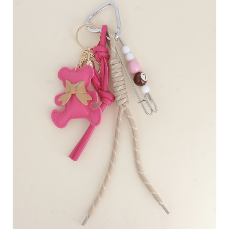Grigri de Sac Rose Fuchsia en Forme de Nounours Ikita