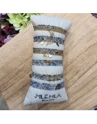 Bracelet Multitours ou Collier Long Pierres Bleues Jean MILË MILA