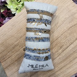 Bracelet Multitours ou Collier Long Pierres Bleues Jean MILË MILA