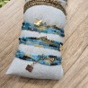 Bracelet Multitours ou Collier Long Pierres Bleue Turquoise et Jaune Pâle MILË MILA