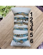 Bracelet Multitours ou Collier Long Pierres Bleue Turquoise et Jaune Pâle MILË MILA