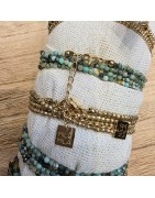 Bracelet Multitours ou Collier Long Pierres en Turquoise Africaine  MILË MILA
