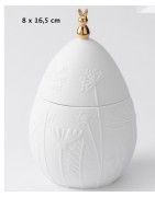 Boîte en Forme d'Oeuf en Porcelaine Blanche et Petit Lapin Doré RÄDER DESIGN