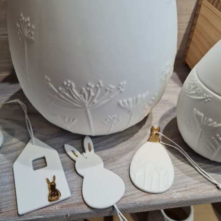 Ensemble de Trois Figurines de Pâques à Suspendre ou Déco de Table en Porcelaine Blanche RÄDER DESIGN
