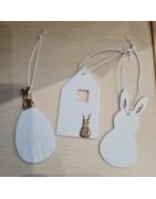 Ensemble de Trois Figurines de Pâques à Suspendre ou Déco de Table en Porcelaine Blanche RÄDER DESIGN