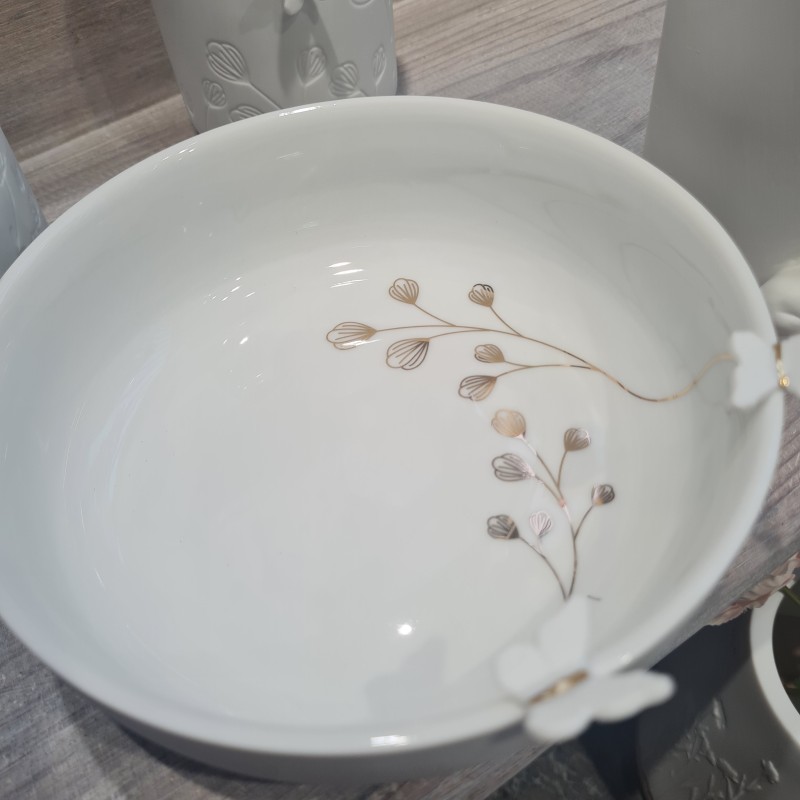 Coupelle en Porcelaine Blanche Fleurs et Papillons RÄDER DESIGN