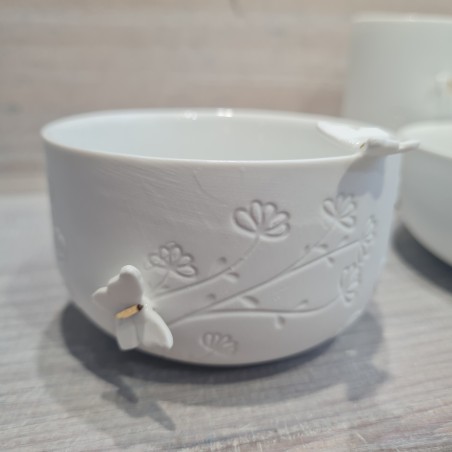 Petite Coupelle en Porcelaine Blanche avec Fleurs et Papillons RÄDER DESIGN
