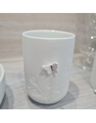 Photophore en Porcelaine Blanche Fleurs et Papillon  RÄDER DESIGN