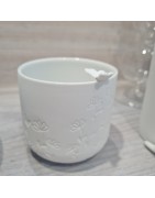 Photophore en Porcelaine Blanche Fleurs et Papillon RÄDER DESIGN