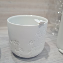 Photophore en Porcelaine Blanche Fleurs et Papillon RÄDER DESIGN