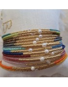 Bracelet Sunflower en Perles Miyuki, et Perle d'Eau Douce La Balinaise