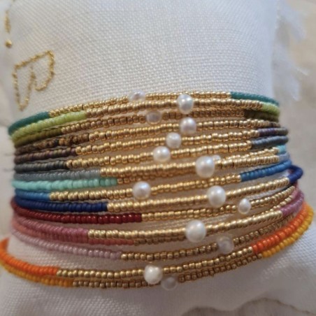 Bracelet Sunflower en Perles Miyuki, et Perle d'Eau Douce La Balinaise