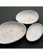 Ensemble de Trois Coupelles en Porcelaine Blanche Décorées de Fleurs Dorées RÄDER DESIGN