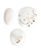 Ensemble de Trois Coupelles en Porcelaine Blanche Décorées de Fleurs Dorées RÄDER DESIGN