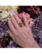 Grosse Bague Réglable en Acier Doré Croisée Dessus Asymétrique  ECLAT PARIS