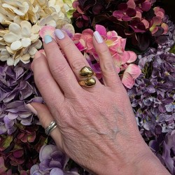 Grosse Bague Réglable en Acier Doré Croisée Dessus Asymétrique  ECLAT PARIS